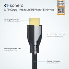sonero X-PHC010-030 Premium Zertifiziertes High Speed HDMI Kabel mit Ethernet, gegossener Designstecker, vergoldete Anschlüsse (4K UltraHD, 3D Full HD, 18Gbps Full Bandwith, HDR High Dynamic Range), 3,0m