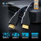 sonero X-PHC011-020 Premium Zertifiziertes High Speed HDMI Kabel mit Ethernet mit Nylongeflecht, vergoldete Anschlüsse (4K UltraHD, 3D Full HD, 18Gbps Full Bandwith, HDR High Dynamic Range), 2,0m