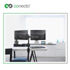 conecto CC50284 Schreibtischhalterung für 2 Monitore 33-69 cm (13-27 Zoll), neigbar: -45° bis 45°, schwenkbar: 180°, drehbar: 360°, höhenverstellbar, Traglast: max. 8,0kg, VESA 100x100, schwarz