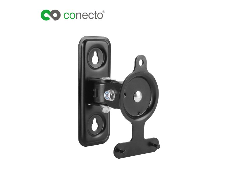 conecto CC50289 Halterung für Lautsprecher (1/4 Zoll oder Play3), neigbar: -85° bis +90°, schwenkbar: -50° bis +60°, drehbar: 0° bis 90°, Wandabstand: 97 mm, Traglast: max. 2,6kg, schwarz