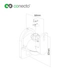 conecto CC50299 Lautsprecher Universal-Wandhalterung, neigbar: -20° bis 20°, schwenkbar: -70° bis 70°, Wandabstand: 64mm, Traglast: max. 3,5kg, 4er-Set, weiß