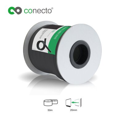 conecto CC50315 Universeller Polyester-Kabelschlauch, selbst zusammenziehend, Ø 20mm, Rolle 50m, schwarz