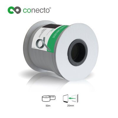 conecto CC50316 Universeller Polyester-Kabelschlauch, selbst zusammenziehend, Ø 20mm, Rolle 50m, grau