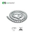 conecto CC50322 Universelle Kabelspirale aus Polyethylen, sehr flexibel, Ø 25mm, 2,50m, silbergrau