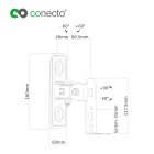 conecto CC50287 Halterung für Lautsprecher 2er-Set (1/4 Zoll oder Play1), neigbar: -50° bis +90°, schwenkbar: -60° bis +60°, Wandabstand: 86.5mm, Traglast: max. 2,0kg, schwarz