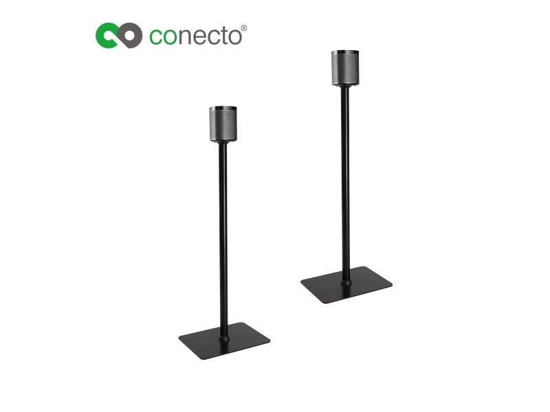 conecto CC50291 Lautsprecher-Standfuß 2er-Set (1/4 Zoll oder Play1), Standhöhe: 1012mm, Traglast: max. 2,0kg, Sockelmaß: 400x300mm, schwarz