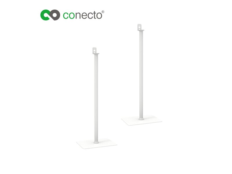 conecto CC50292 Lautsprecher-Standfuß 2er-Set (1/4 Zoll oder Play1), Standhöhe: 1012mm, Traglast: max. 2,0kg, Sockelmaß: 400x300mm, weiß