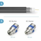 PureLink EF110-05 EasyInstall Koax (IEC) Stecker für Antennen-Koax-Kabel mit 6,5mm Durchmesser für Selbstkonfektionierung, 5er Set silber