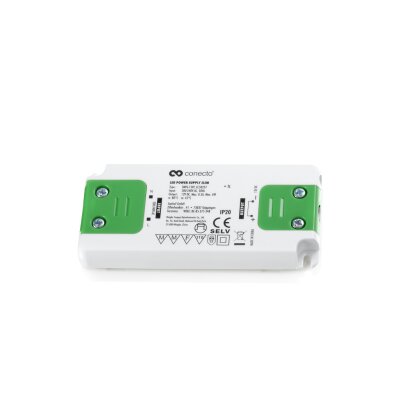 conecto LED Netzteil Transformator - 12 Volt LED-Trafo für LED Leuchtmittel und Lampen 6 Watt - Slimline (Steckeranschluss direkt)