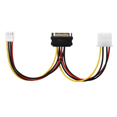 adaptare 34109 Netzteil-Adapter-Kabel 15-polig SATA-Anschluss auf 4-polig IDE und 4-polig Floppy FDD schwarz