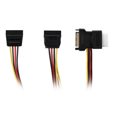 adaptare 34114 Netzteil-Adapter-Kabel 15-polig SATA-Anschluss auf 4-polig IDE und 2-mal 15-polig SATA schwarz