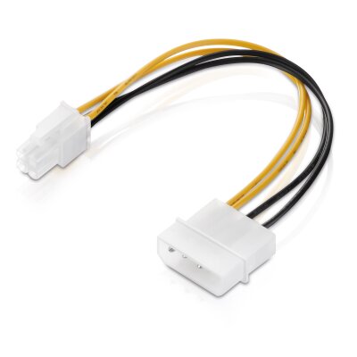 adaptare 35012 15 cm Netzteil Adapter-Kabel 4-polig ATX-Stecker an 4-pin Molex-Anschluss weiß