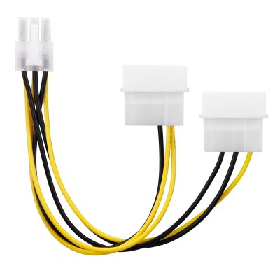 adaptare 35106 2-mal 4-polig IDE Molex auf 1-mal 6-polig PCI-E Strom-Adapter-Kabel für Grafikkarte 15 cm