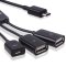 adaptare 40237 USB-OTG Adapter-Kabel zweifacher Hub Micro-USB-Stecker USB-Buchse Typ A + Strom-Anschluss für 2 Geräte