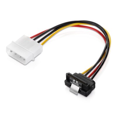 adaptare 47505 15 cm Adapter-Kabel 4-pin Molex auf 15-pin SATA Winkel-Stecker mit Clip schwarz