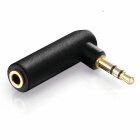adaptare 10120 Winkel-Adapter 3,5mm Klinkenstecker (3-polig) auf Klinkenkupplung (3-polig), vergoldet, schwarz