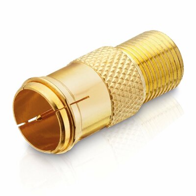 adaptare 60524 Adapter mit F-Quick-Stecker auf F-Buchse vergoldet gold