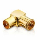 adaptare 60711 90-Grad-Winkel Adapter mit IEC-TV-Antenne Stecker und Buchse vergoldet gold