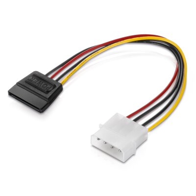 15 cm Adapter-Kabel 4-pin Molex auf 15-pin SATA-Stecker schwarz
