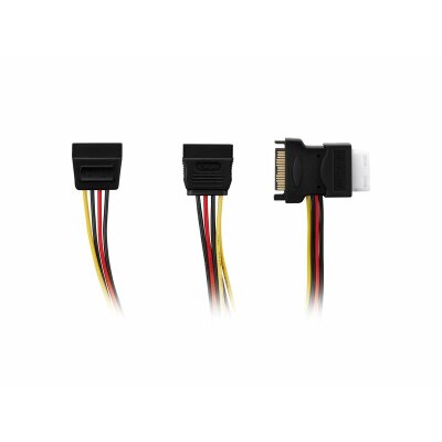 Netzteil-Adapter-Kabel 15-polig SATA-Anschluss auf 4-polig IDE und 2-mal 15-polig SATA schwarz