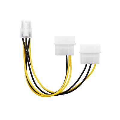 2-mal 4-polig IDE Molex auf 1-mal 6-polig PCI-E Strom-Adapter-Kabel für Grafikkarte 15 cm