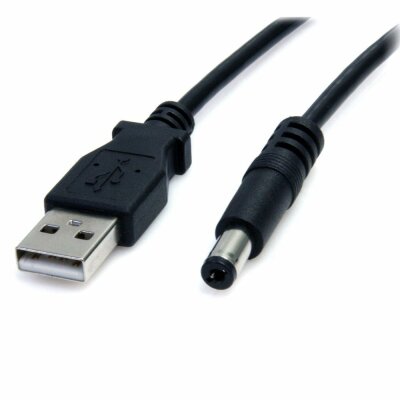 Niedervolt Ladekabel (USB-A Stecker auf DC-Hohlstecker), 5,5x2,1mm, 60cm, schwarz