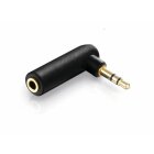 Winkel-Adapter 3,5mm Klinkenstecker (3-polig) auf Klinkenkupplung (3-polig), vergoldet, schwarz