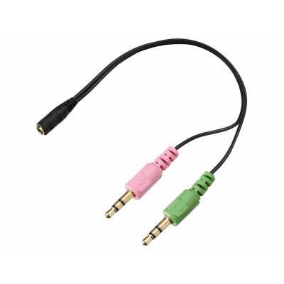 Adapter-Kabel Android-/iPhone-Headset 4-polig TRRS-Klinke an PC-/Notebook-Anschluss 2 separate Stecker