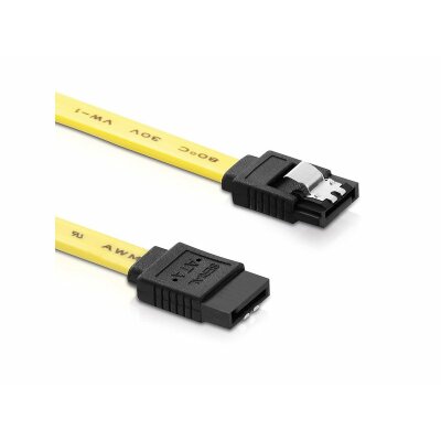 10 cm SATA-Kabel 6 GB/s mit Metall-Clip gelb