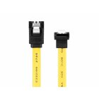 10 cm SATA-Kabel 6 GB/s mit Metall-Clip und einem Winkel-Stecker gelb