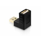 90-Grad-Winkel-Adapter USB 2.0-Stecker A auf USB 2.0-Buchse A vergoldete Kontakte schwarz