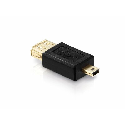 USB 2.0-Adapter Mini-Stecker Typ B 5-polig auf Buchse Typ A vergoldete Kontakte schwarz