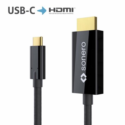 sonero UCC010-010 USB-C auf HDMI 2.0 Kabel, 4K@60Hz mit 18Gbps, USB 3.1, Alt Mode, Thunderbolt 3 kompatibel für MacBook Pro, Samsung S8, Dell XPS 15 und andere USB-C Computer, 1,0m schwarz