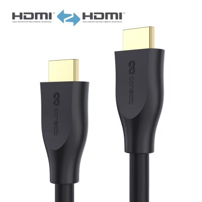conecto Premium Zertifiziertes High Speed HDMI Kabel mit Ethernet, gegossener Designstecker, vergoldete Anschlüsse (4K UltraHD, 3D Full HD, 18Gbps Full Bandwith, HDR High Dynamic Range), 2,00m