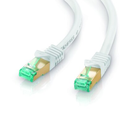 adaptare RJ45 Ethernet-Netzwerkkabel (S/FTP, PIMF, CCA AWG26/7), mit Cat7 Rohkabel 15,0m weiß