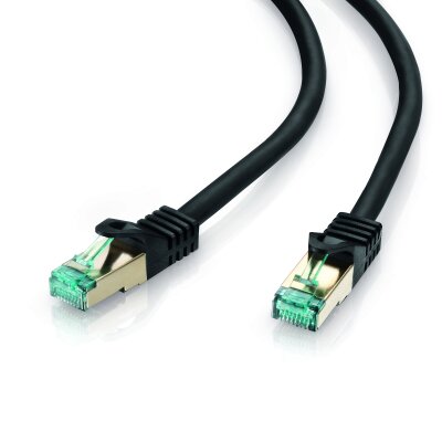 adaptare RJ45 Ethernet-Netzwerkkabel (S/FTP, PIMF, CCA AWG26/7), mit Cat7 Rohkabel 20,0m schwarz