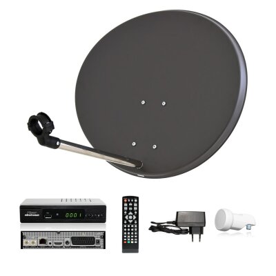 COMAG Digitale 1 Teilnehmer Satelliten-Komplettanlage (Mico M310 HDTV-Receiver, Single-LNB, 60 cm Antenne, Stahl) anthrazit