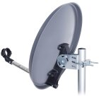 Micro Sat-Antenne Stahl anthrazit 40 cm, Set inkl. Single LNB, Koaxkabel + F-Stecker