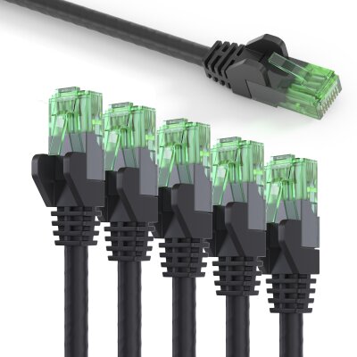 conecto CC50412 Patchkabel CAT.5e (UTP) Netzwerkkabel Ethernetkabel LAN Kabel Cat5 RJ45 Stecker 3m schwarz (5er Set + 1x gratis!)