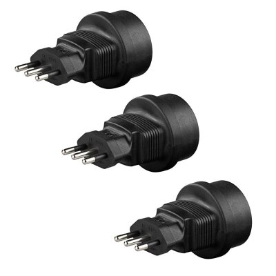 conecto Netzadapter Stromadapter Reiseadapter für Italien - Stecker auf Schutzkontaktbuchse Stecker-Typ L schwarz, 3er Set