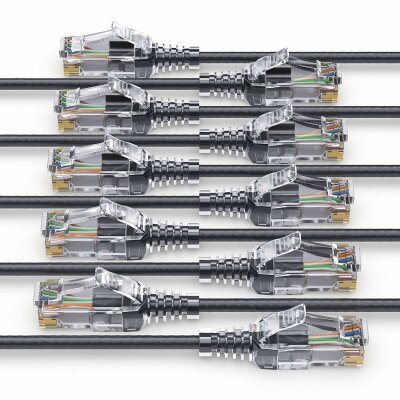 PureLink MC1500-030 CAT6 Netzwerkkabel UTP (10/100/1000 Mbit/s), extra dünn mit 2x RJ45 Stecker, Patchkabel für Switch, Modem, Router, Patchpanels, Patchfelder, 10er Set, 3,00m, schwarz