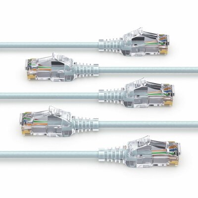 PureLink MC1501-005 CAT6 Netzwerkkabel UTP (10/100/1000 Mbit/s), extra dünn mit 2x RJ45 Stecker, Patchkabel für Switch, Modem, Router, Patchpanels, Patchfelder, 5-er Set, 0,50m, grau