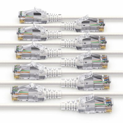 PureLink MC1502-0025 CAT6 Netzwerkkabel UTP (10/100/1000 Mbit/s), extra dünn mit 2x RJ45 Stecker, Patchkabel für Switch, Modem, Router, Patchpanels, Patchfelder, 10er Set, 0,25m, weiß