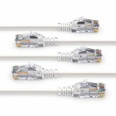 PureLink MC1502-020 CAT6 Netzwerkkabel UTP (10/100/1000 Mbit/s), extra dünn mit 2x RJ45 Stecker, Patchkabel für Switch, Modem, Router, Patchpanels, Patchfelder, 5-er Set, 2,00m, weiß