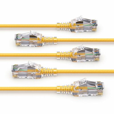 PureLink MC1503-0025 CAT6 Netzwerkkabel UTP (10/100/1000 Mbit/s), extra dünn mit 2x RJ45 Stecker, Patchkabel für Switch, Modem, Router, Patchpanels, Patchfelder, 5-er Set, 0,25m, gelb