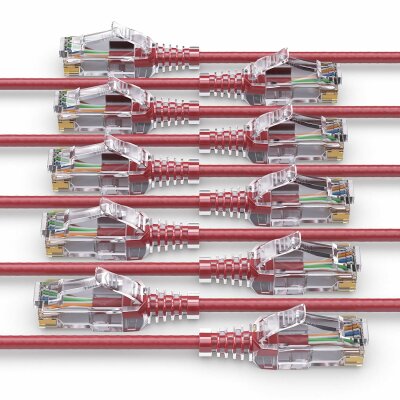 PureLink MC1505-010 CAT6 Netzwerkkabel UTP (10/100/1000 Mbit/s), extra dünn mit 2x RJ45 Stecker, Patchkabel für Switch, Modem, Router, Patchpanels, Patchfelder, 10er Set, 1,00m, rot