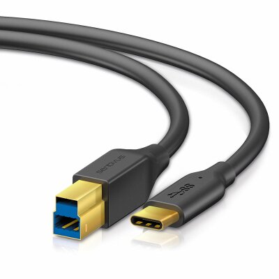 Sentivus U302-100 Pro Series USB 3.0 Druckerkabel (USB 3.0-B Stecker auf USB 3.1-C Stecker), 1,00m, schwarz