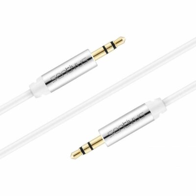 Sentivus AU001 Premium Audio Klinken Kabel (3,5mm Stecker auf 3,5mm Stecker), Vergoldete Kontakte, 5,00m, weiß