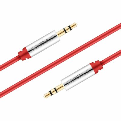 Sentivus AU005 Premium Audio Klinken Kabel (3,5mm Stecker auf 3,5mm Stecker), Vergoldete Kontakte, 3,00m, rot