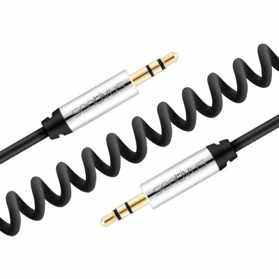 Sentivus AU010 Premium Audio Klinke Spiral-Kabel (3,5mm Stecker auf 3,5mm Stecker), Vergoldete Kontakte, 3,00m, schwarz